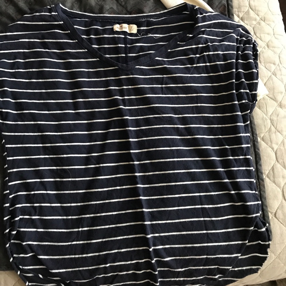 Hollister brand navy striped loose fitting shirt