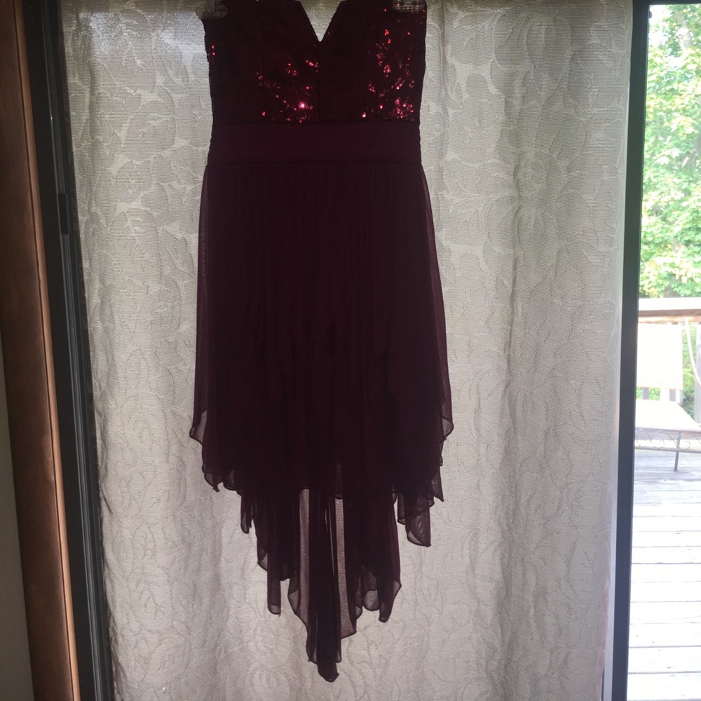 maron high low homecoming dress