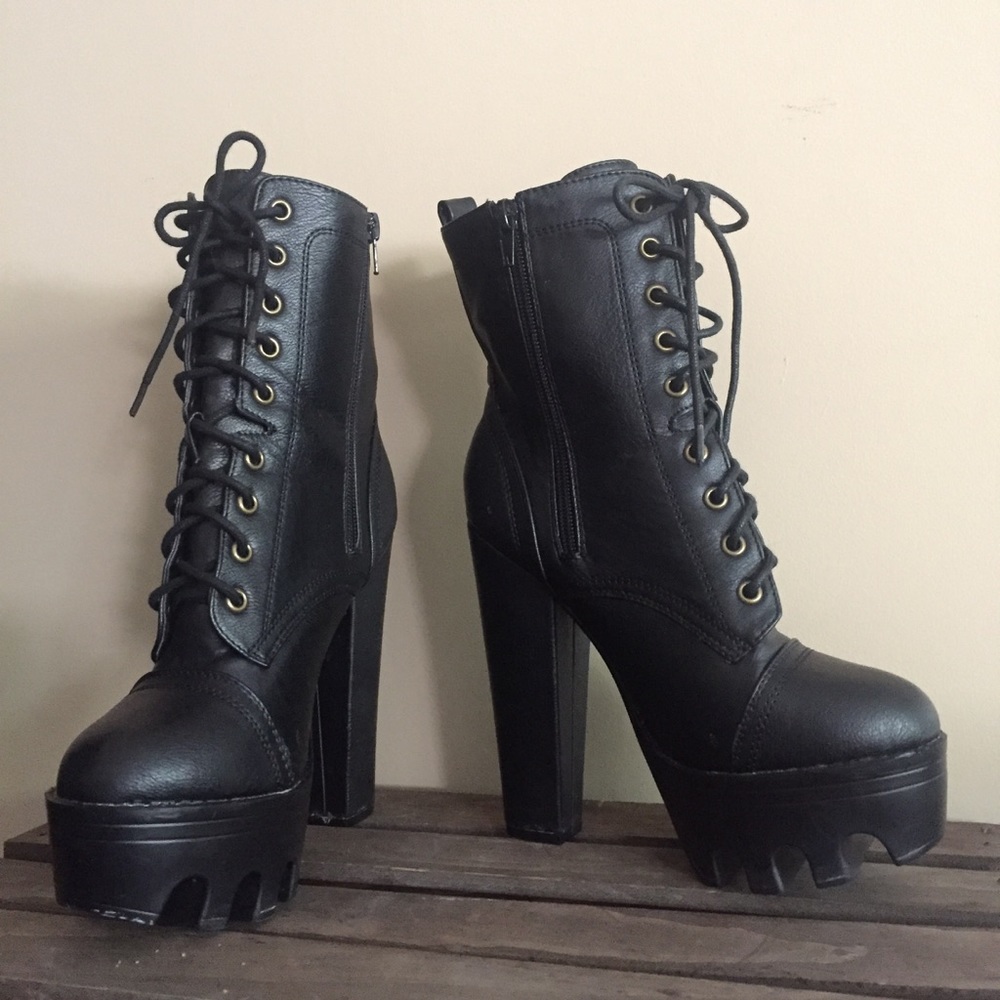 Black platform boots