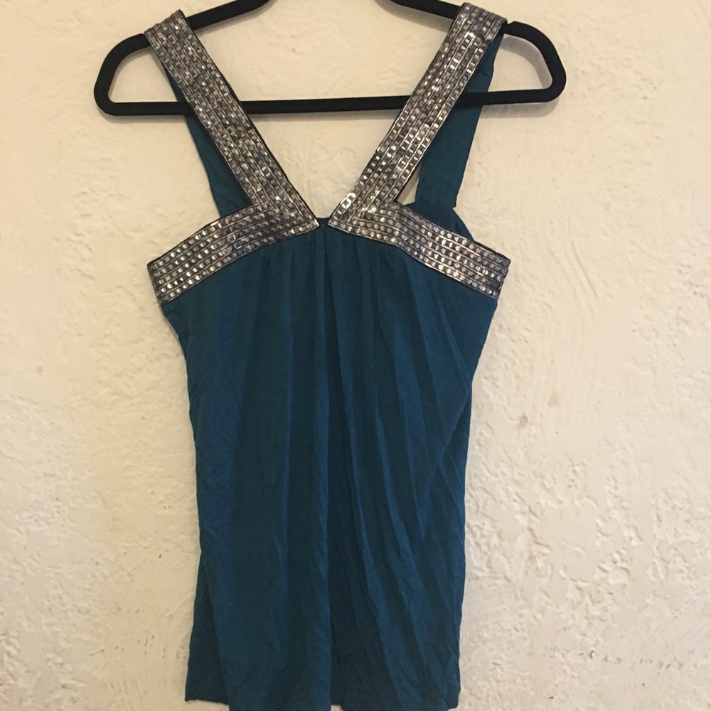 Velvet By Graham Spencer Cotton Blue Green Top