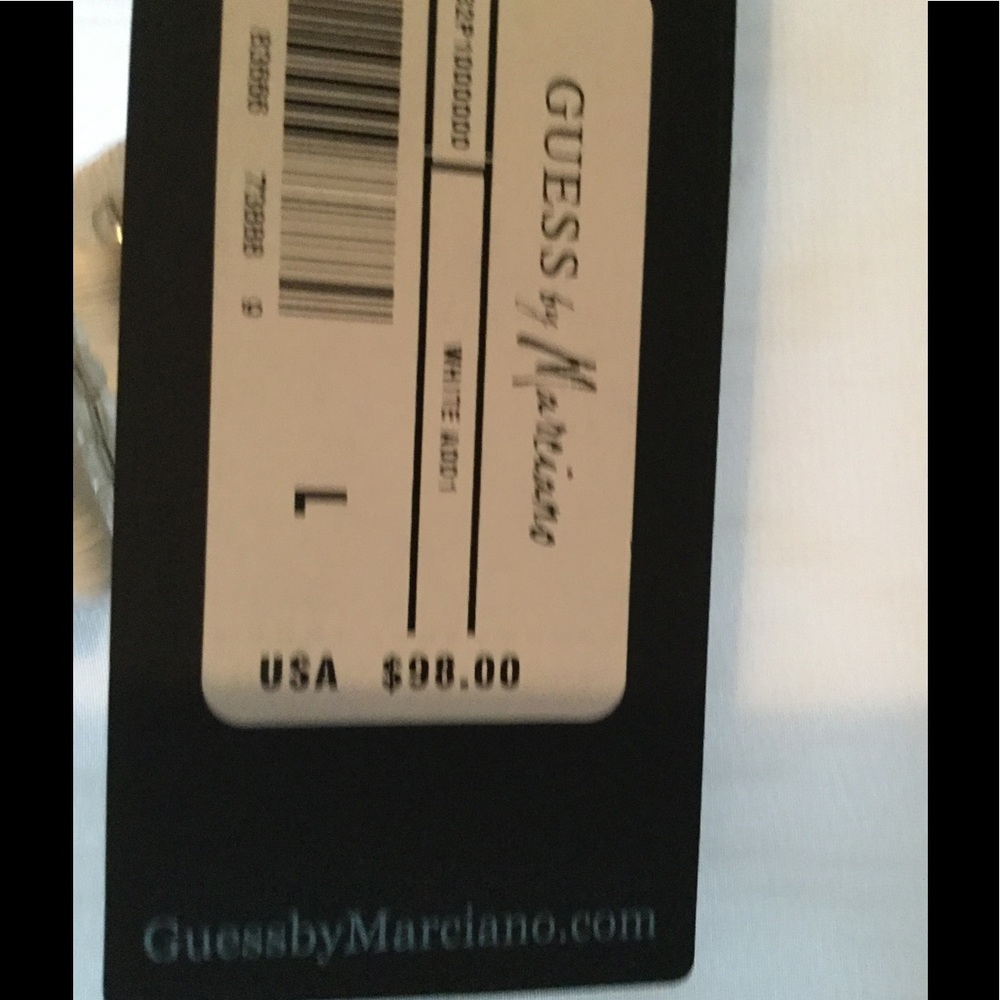 🎀Guess ?? Sheer White Beaded Shell TOP w OVERLAY - Picture 5 of 9