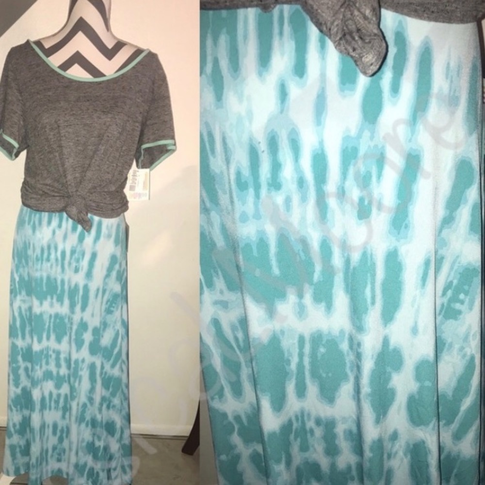 Lularoe Teal Tie Dyed Maxi NWOT