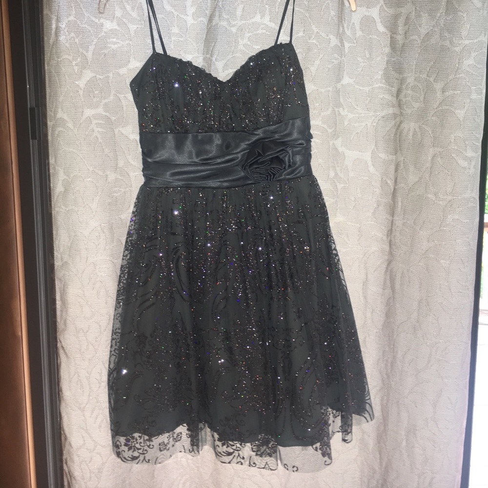 sparkly greyish blue homecoming dress