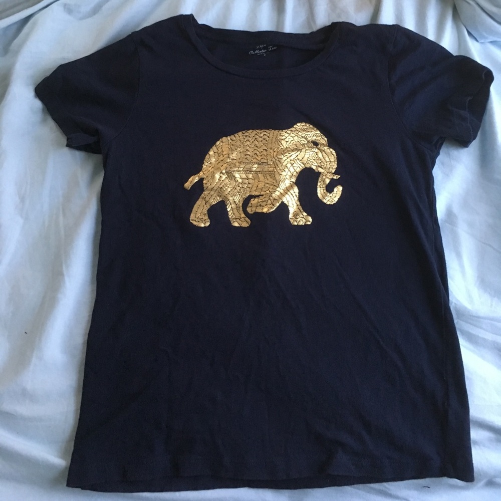 J-CREW gold elephant collector tee