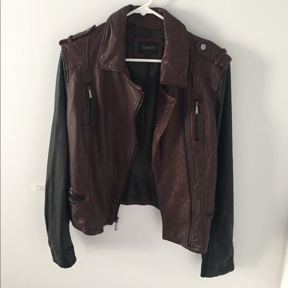 Oxblood and Black Moto Authentic Leather Jacket