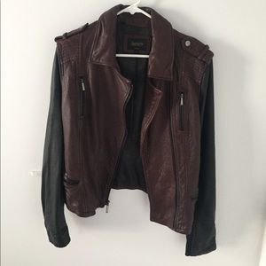 Oxblood and Black Moto Authentic Leather Jacket