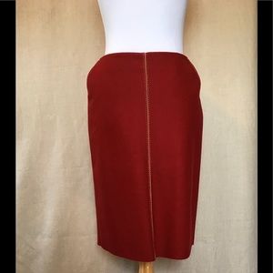 J Crew Red Wool Pencil Skirt