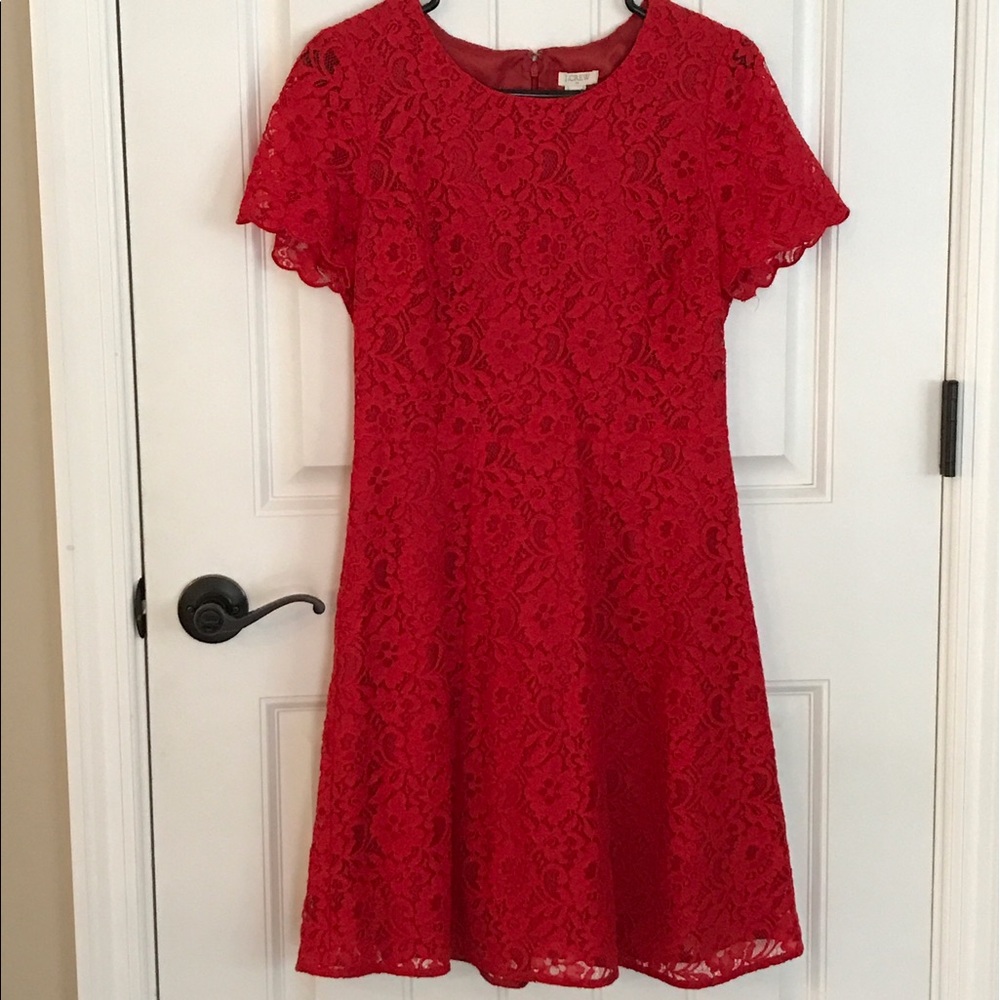 J.CREW Red Short Sleeved Dress