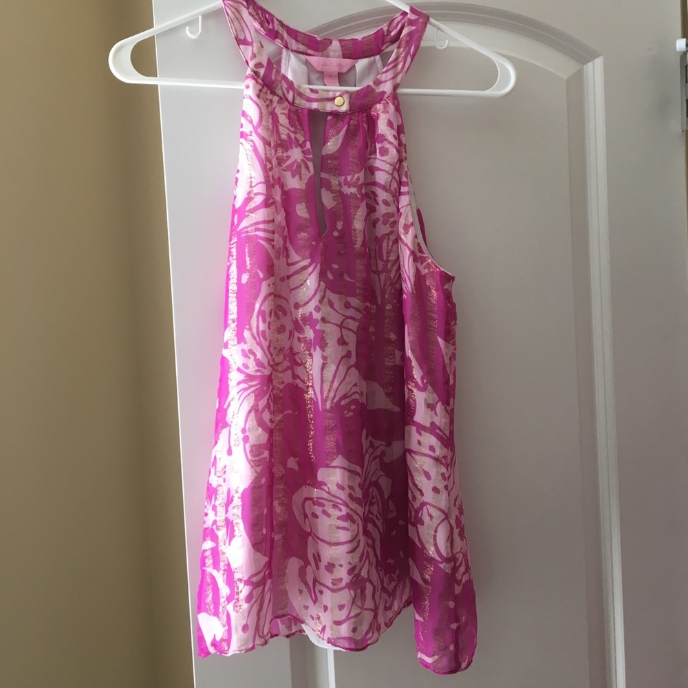 EUC Pink & Gold Gorgeous Lilly Pulitzer Top Size M