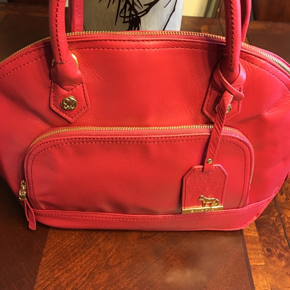 New Emma Fox Classics Medium Leather Dome Satchel