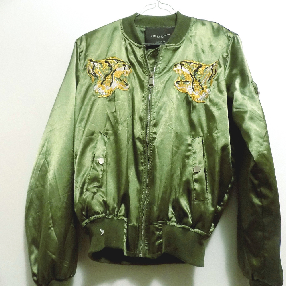 AKIRA Satin Tiger Bomber Jacket