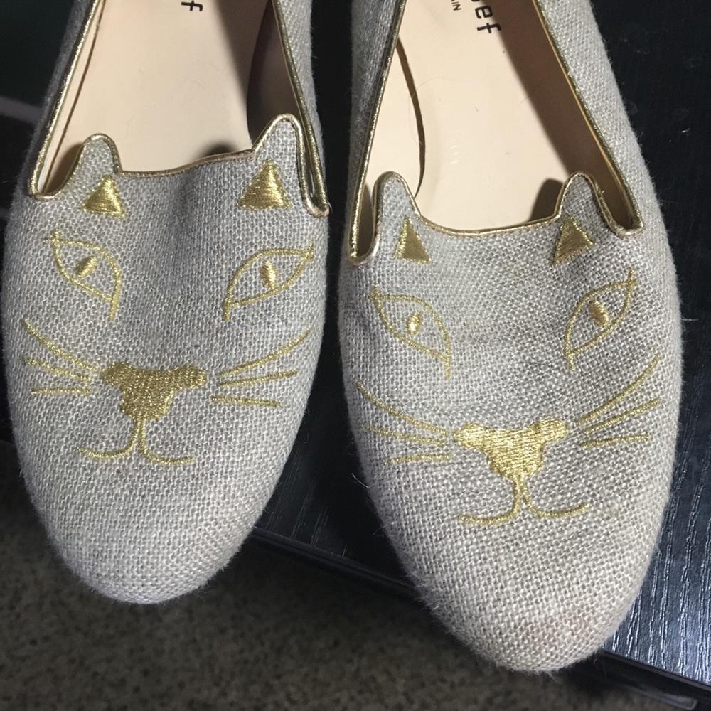 Size 8.5 linen flats with leather soles
