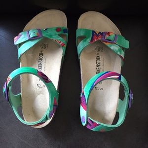 Green/purple Rio Papillio Birkenstock sandals, 39