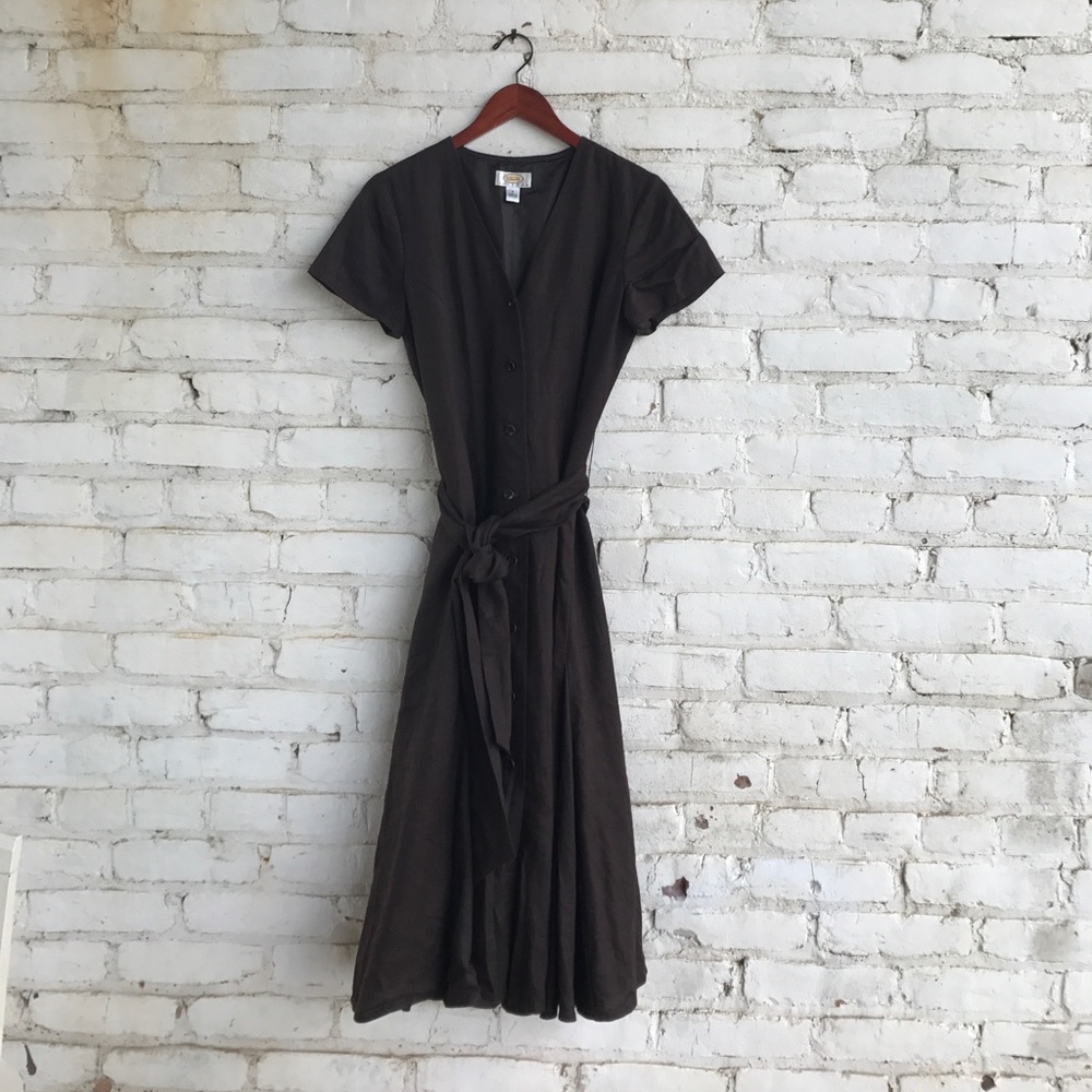 Brown linen dress
