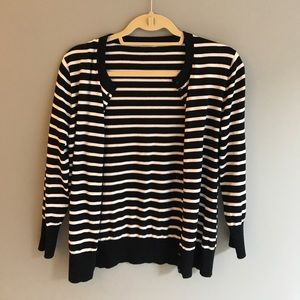 J. Crew Jackie Cardigan Size Med Navy Blue stripe
