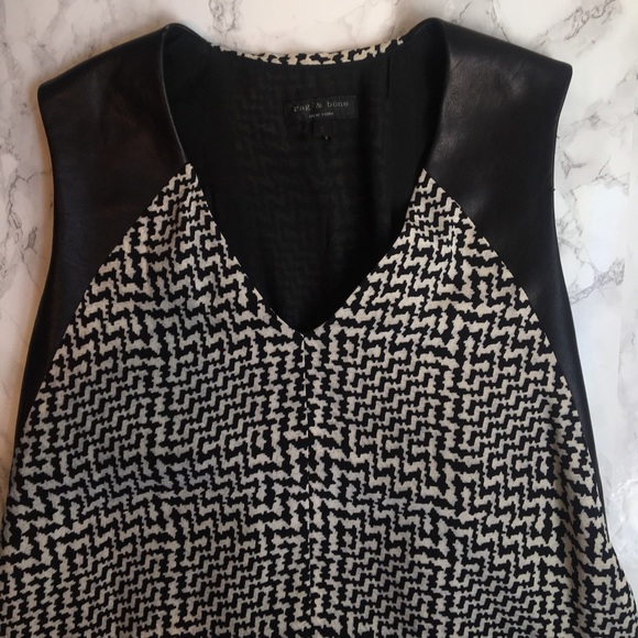 rag & bone leather-paneled silk top - Picture 2 of 4