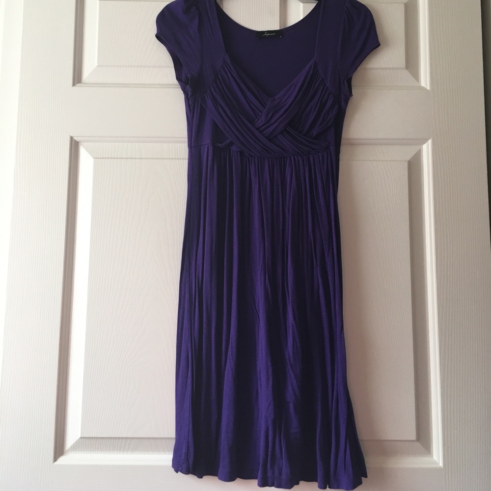 Purple cap sleeve dress