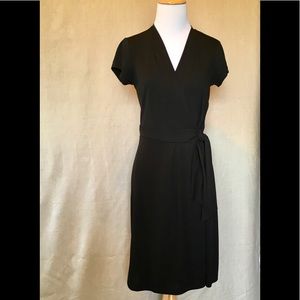 Ann Taylor Black Jersey Knit Wrap Dress with Tie
