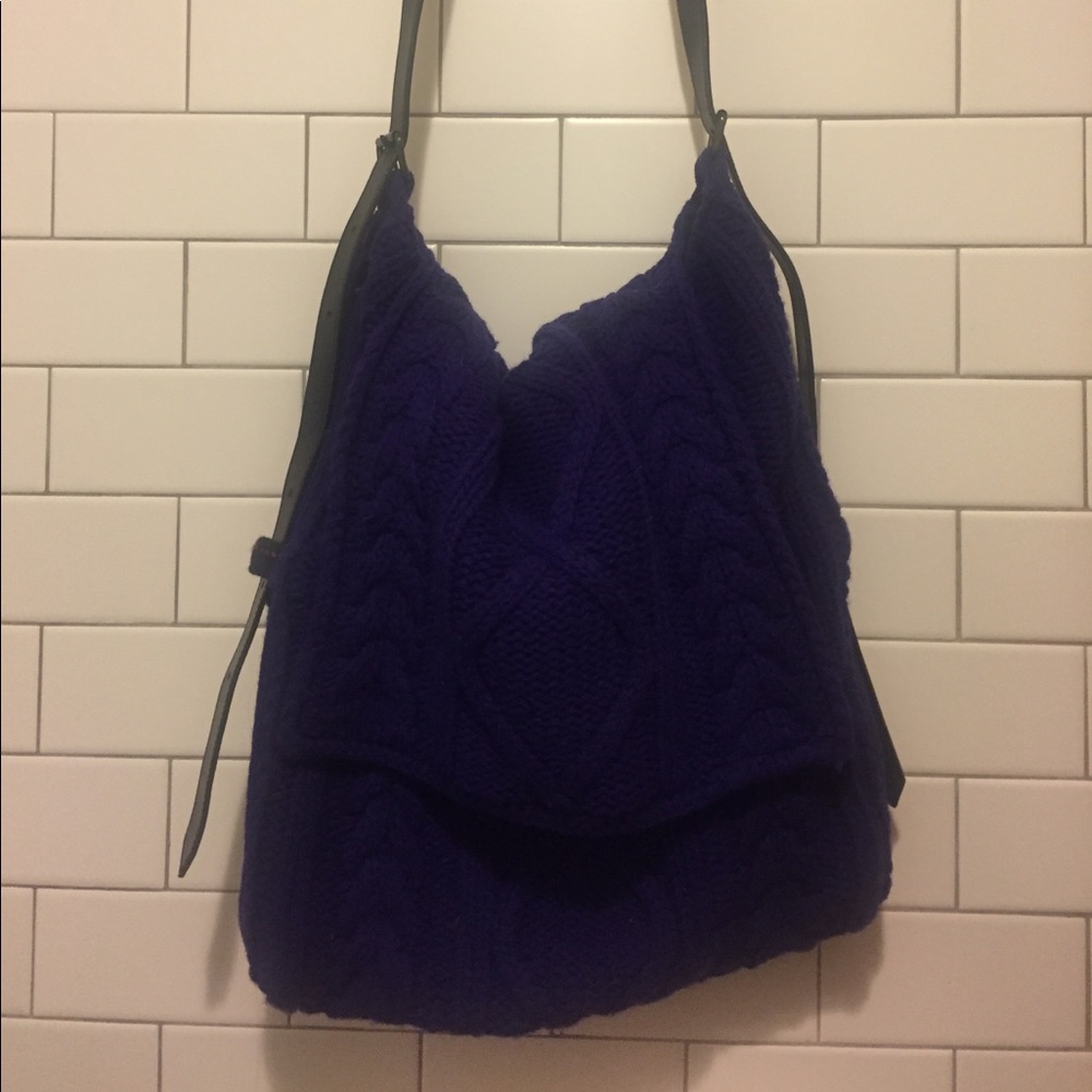 Burberry, dark purple knit oversized bag