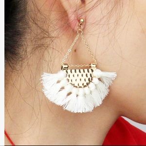 White & Gold Dangle earrings