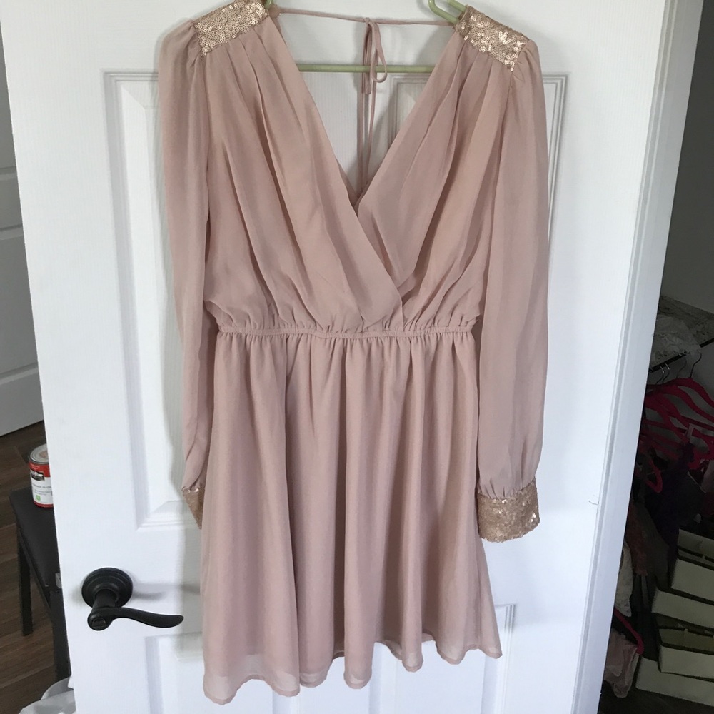 Blush pink long sleeve dress