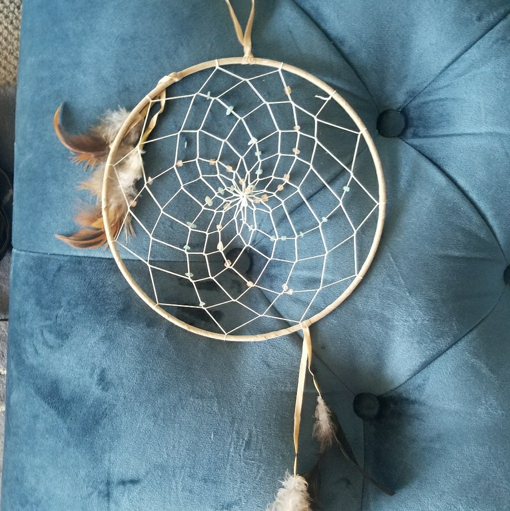 Dream catcher with stones and feathers
