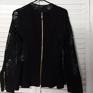 XOXO SEXY BLACK JACKET WITH LACE DETAIL