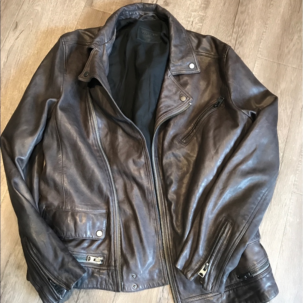 All Saints Elephant Gray Moto Jacket