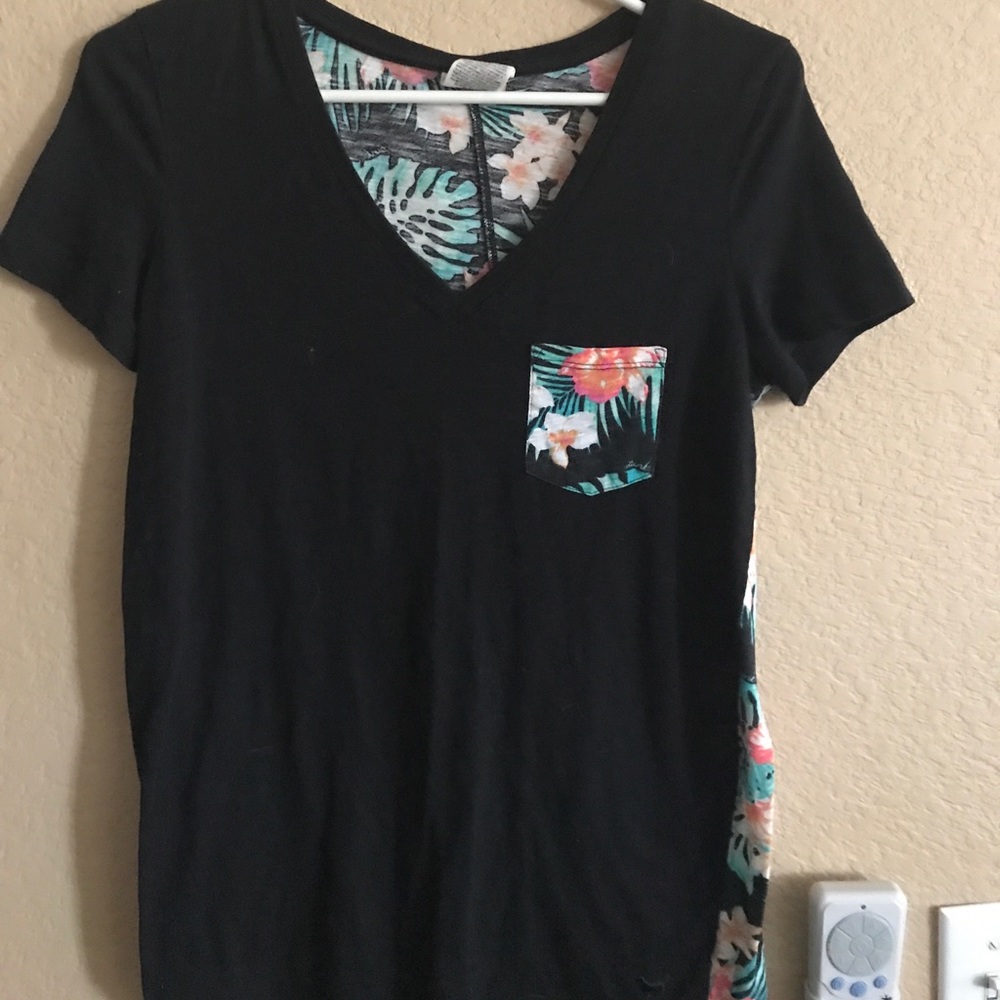 Floral and black t shirt from Pink