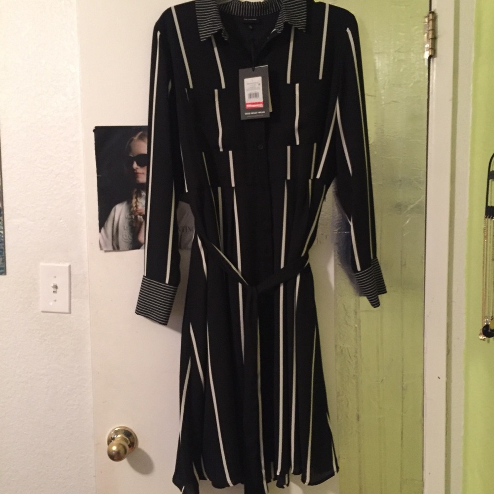 Black & White midi button up dress