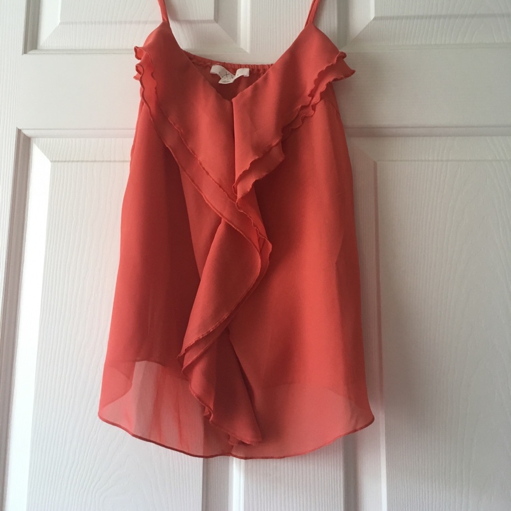 Coral sheer spaghetti strap top