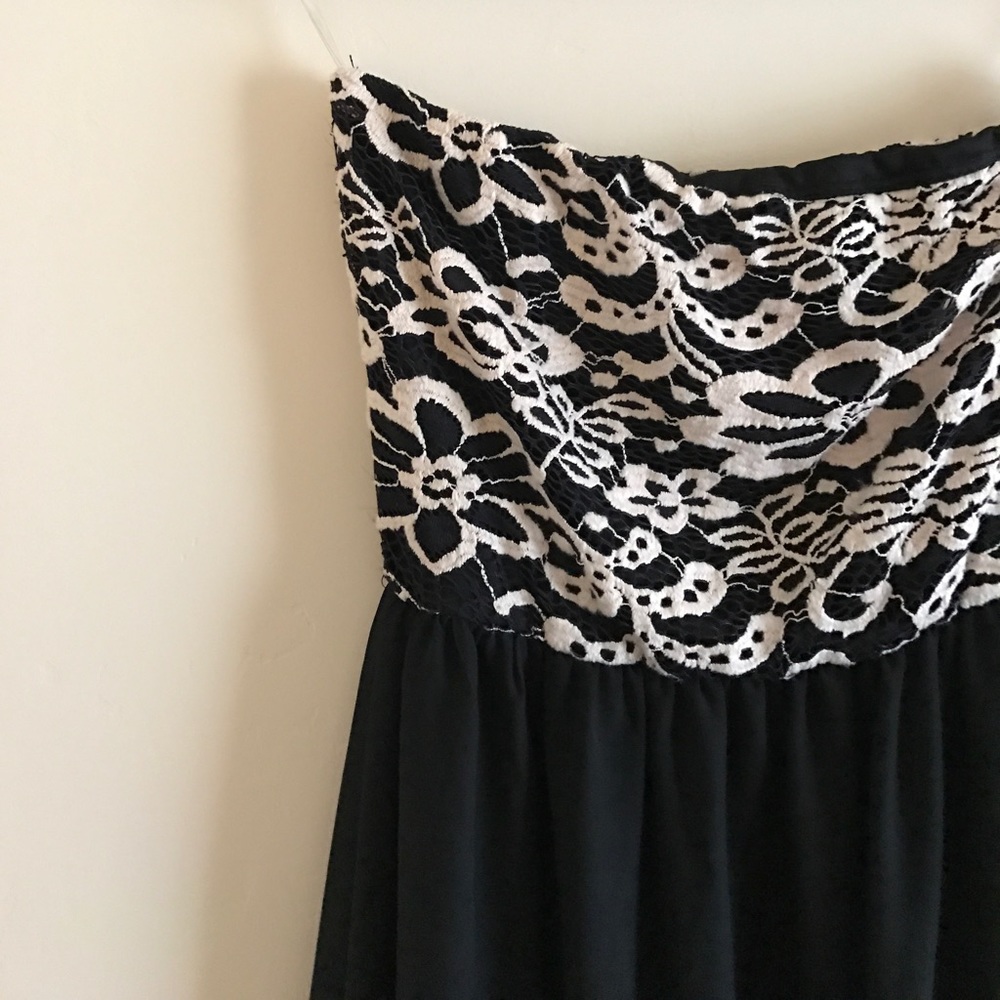 Strapless black maxi dress