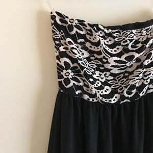 Strapless black maxi dress