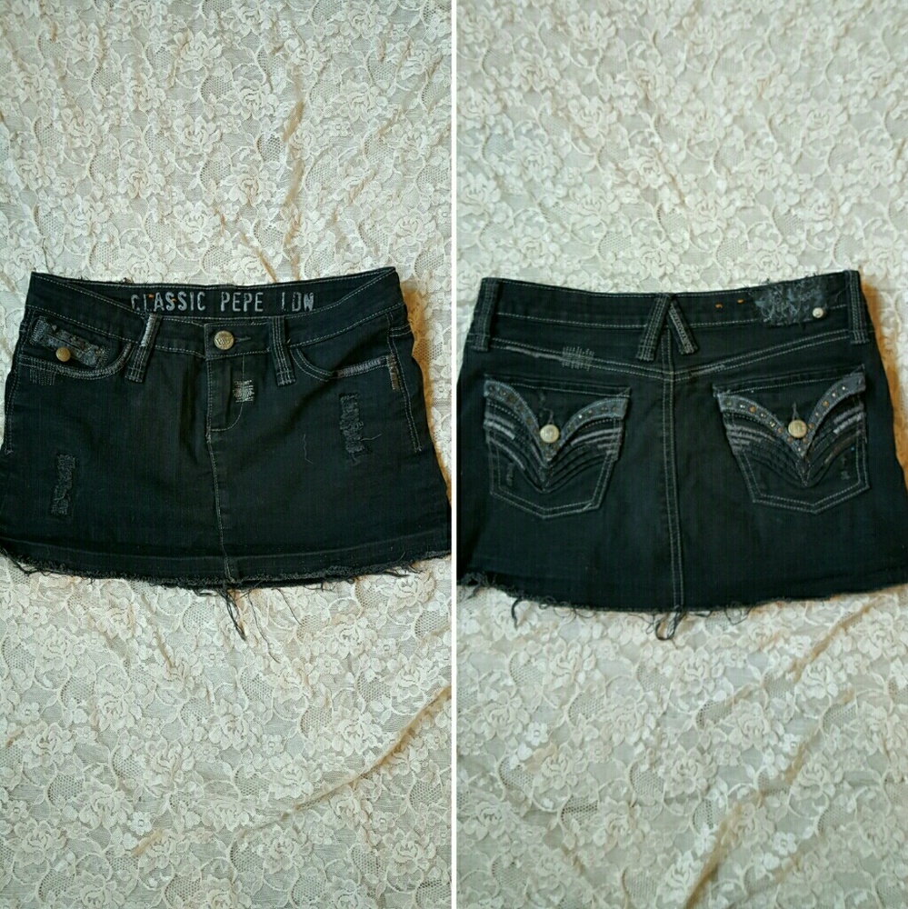 Black Jean Mini Skirt
