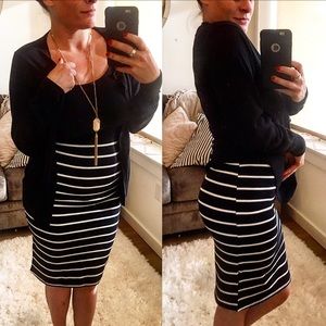 Black & White Striped Pencil Skirt