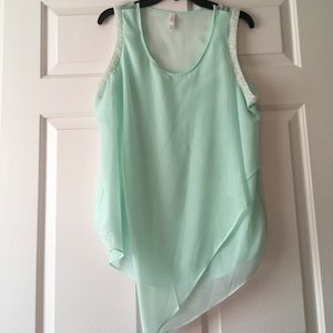 Seafoam green layered tank top
