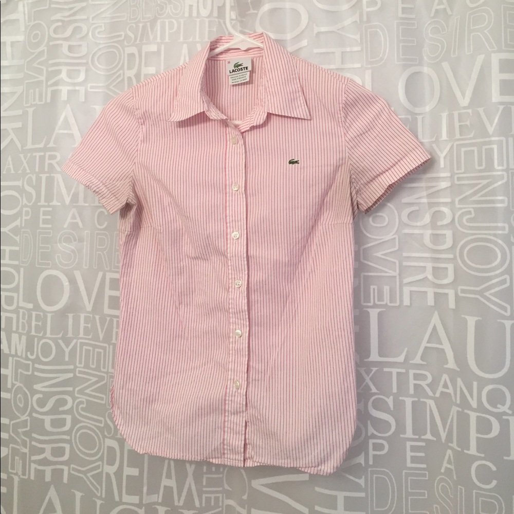 Lacoste pink pinstripe shirt