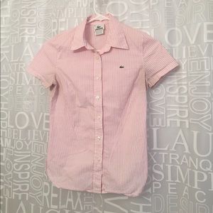 Lacoste pink pinstripe shirt