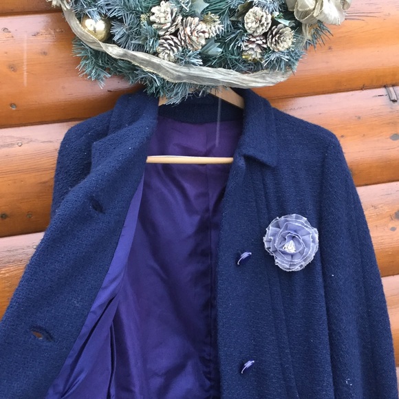 VINTAGE BLUE Wool COAT OOAK Sweet - Picture 5 of 16