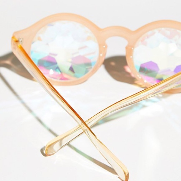 Prismatic Glass Kaleidoscope Sunglasses Round - Picture 7 of 7