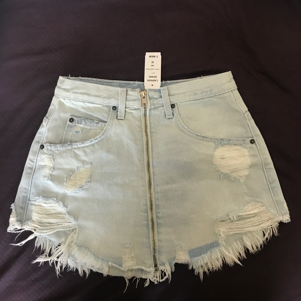 LF zip front denim skirt