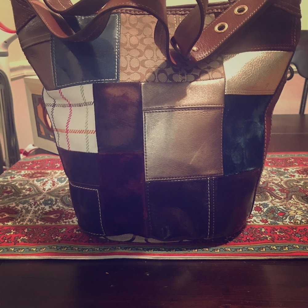 Authentic Coach holiday patchwork bag