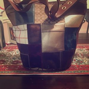 Authentic Coach holiday patchwork bag