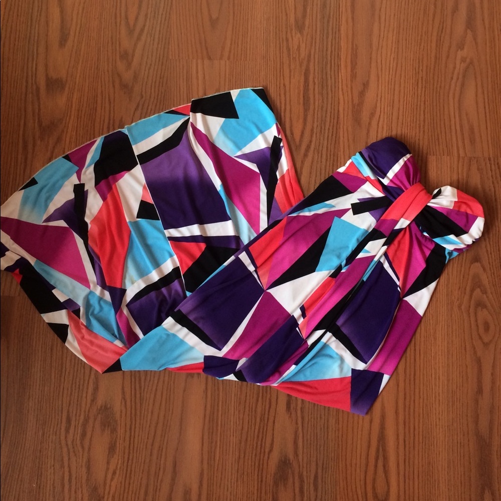 Geometric strapless sweetheart maxi dress