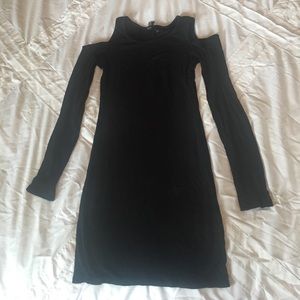 Fitted, black, long sleeve dress