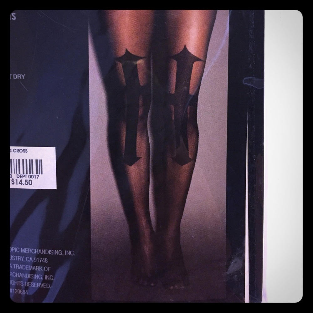 SEALED UNUSED Lovesick black tights with crosses