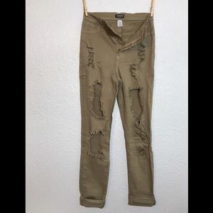 Destroyed Khaki Jeans