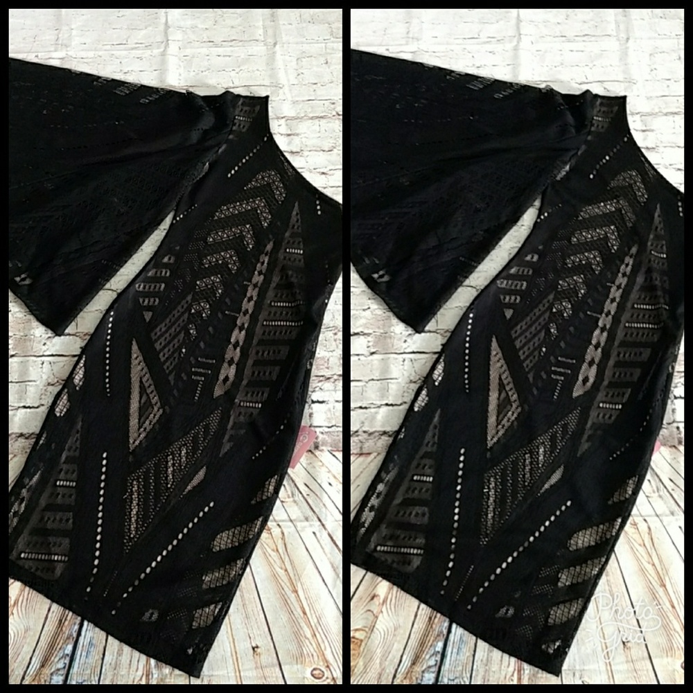 Cold shoulder cocktail dress with bell sleeve
