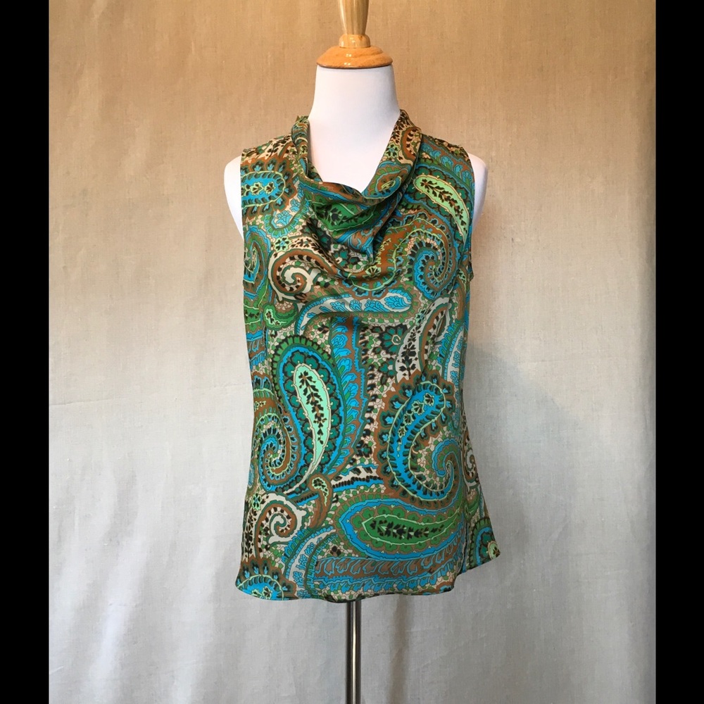 Banana Republic Paisley Cowl-Neck Blouse