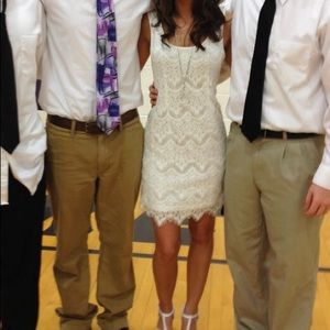 Cream, fitted dress!